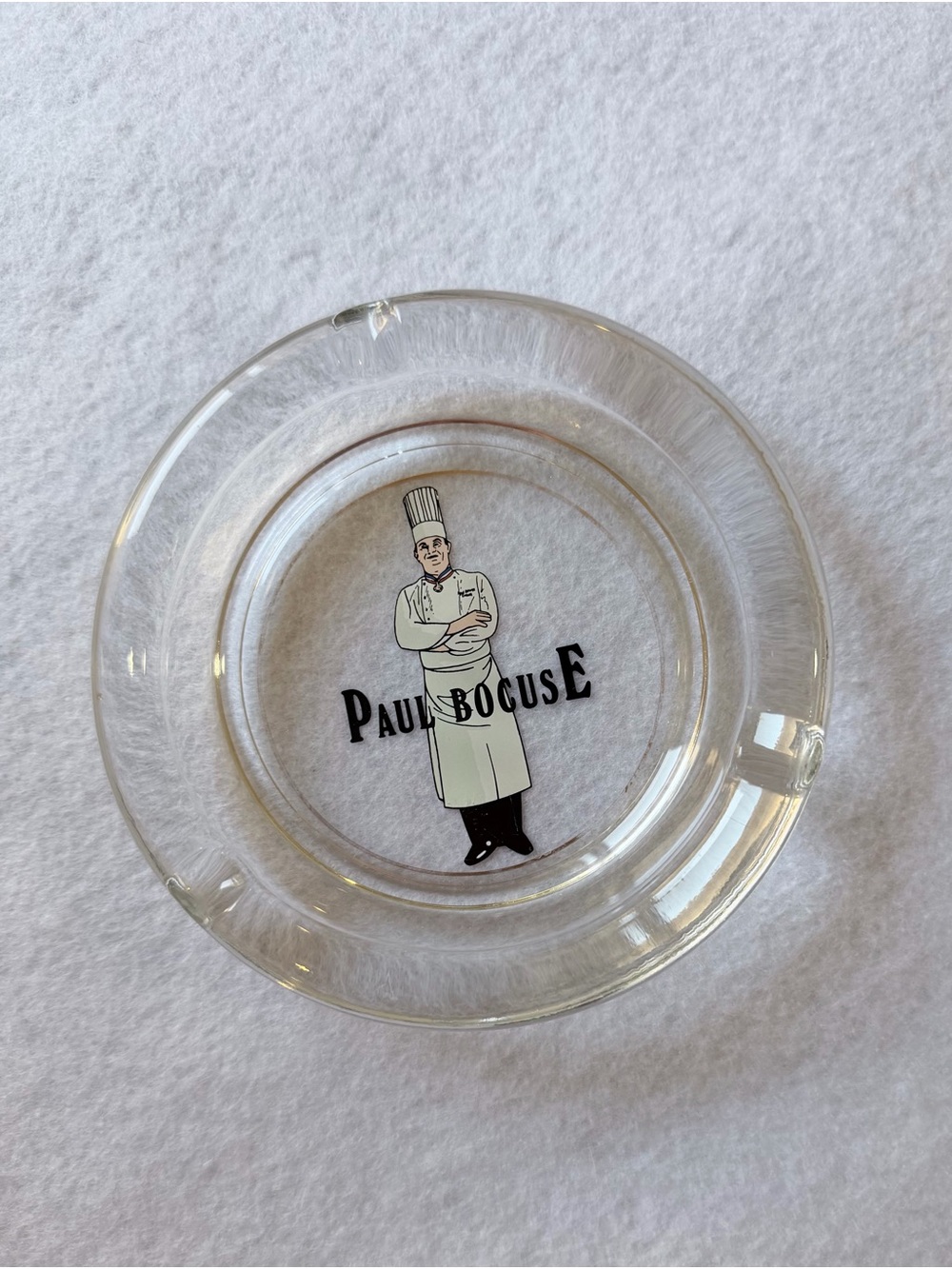 Paul Bocuse Clear Glass Ashtray with Chef Logo